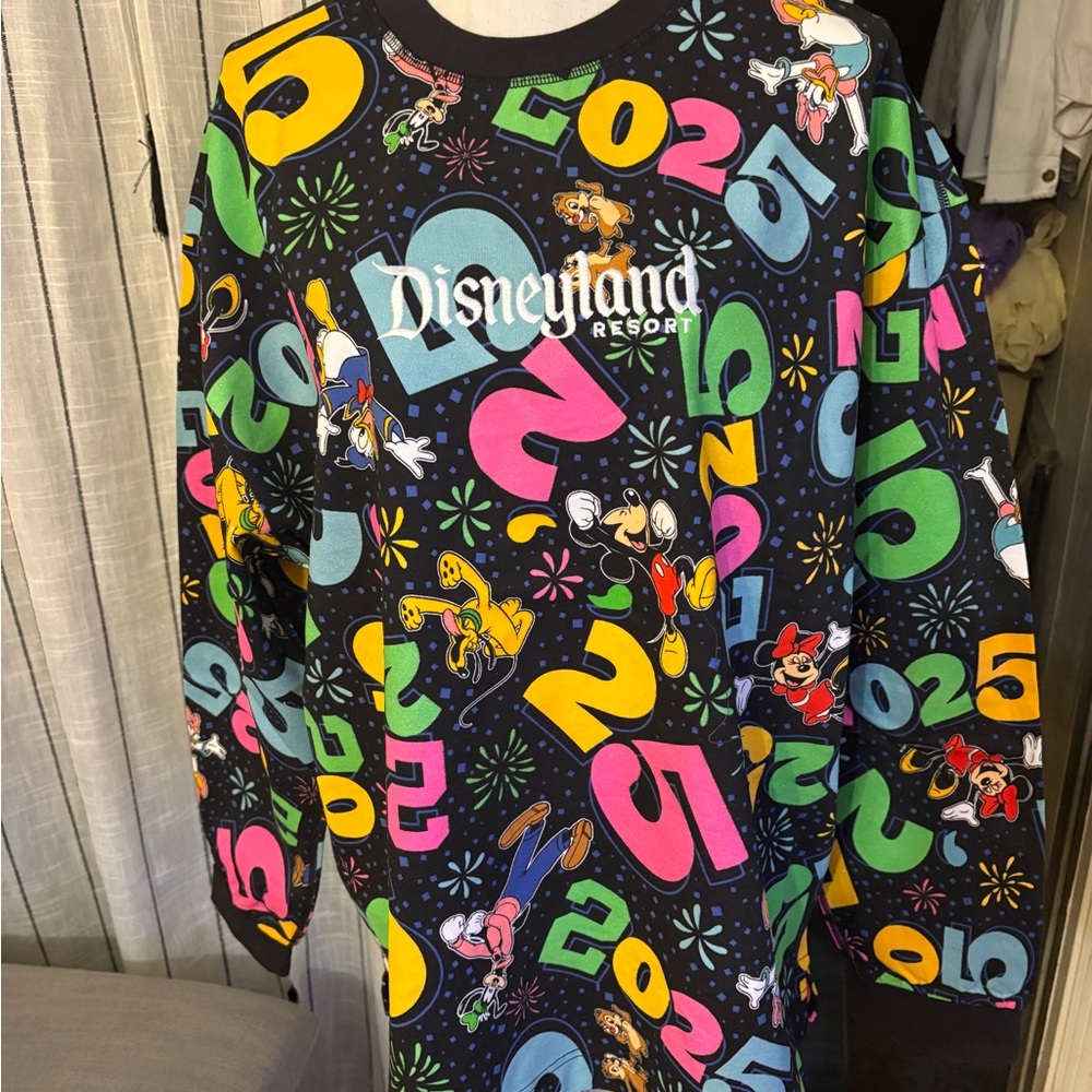 Disneyland Resort Black Multicolor 2025 Graphic Crewneck Sweatshirt